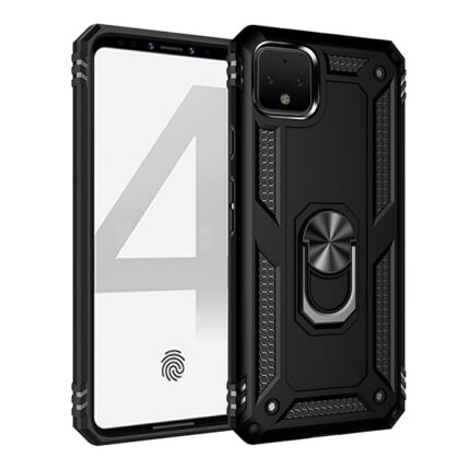 Armor Hybrid Military Case with Ring Kickstand for Google Pixel 4a 5G - Black