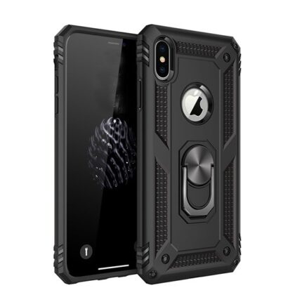 Armor Hybrid Military Case with Ring Kickstand for Apple iPhone X/XS - Black