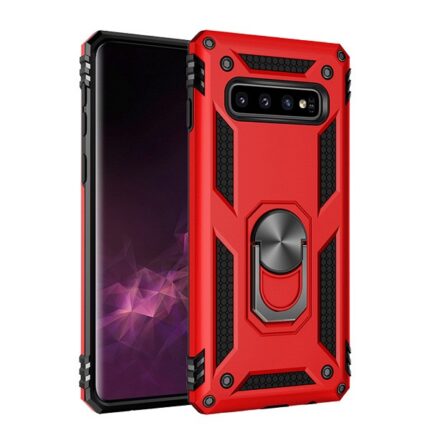 Armor Hybrid Military Case with Ring Kickstand for Samsung Galaxy S10E - Red