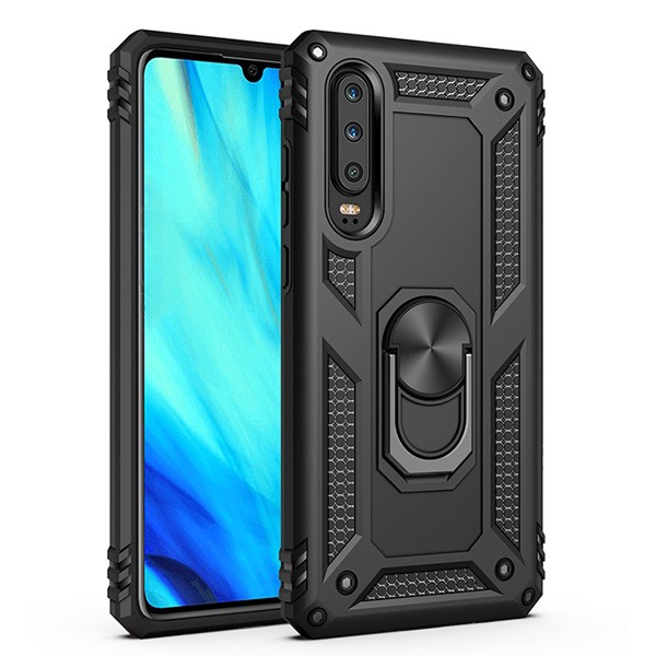 14471ab-1558560652_22648748.jpg Armor Hybrid Military Case with Ring Kickstand for Samsung Galaxy A20/A30 - Black – Image 1