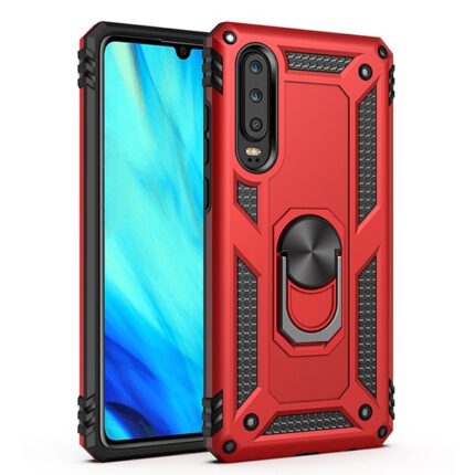 Armor Hybrid Military Case with Ring Kickstand for Samsung Galaxy A20/A30 - Red