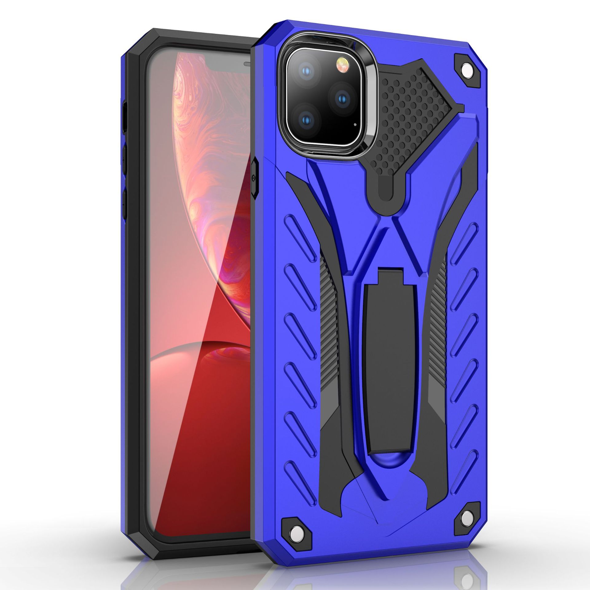 2-1-1.jpg Rugged Defender Case with Kickstand for Apple iPhone 12 Mini - Blue – Image 1