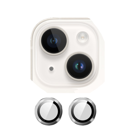 Metal Glass Lens Protection Compatible for iPhone 14 / 14 Plus - White