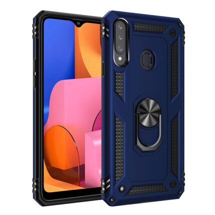 Armor Hybrid Military Case with Ring Kickstand for Samsung Galaxy A21 - Navy Blue