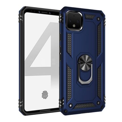 Armor Hybrid Military Case with Ring Kickstand for Google Pixel 4a 5G - Navy Blue