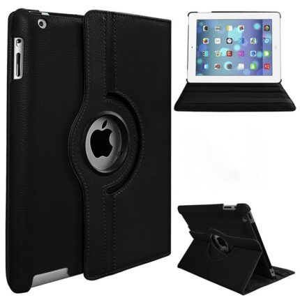 360 Degree Rotating Stand Smart Cover for Apple iPad 2/3/4 - Black