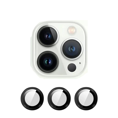 3lens-black.jpg Metal Glass Lens Protection Compatible for iPhone 15 Pro / 15 Pro Max - Black – Image 1