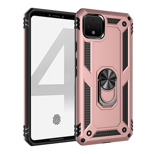 5-5.jpg Armor Hybrid Military Case with Ring Kickstand for Google Pixel 4 - Rose Golden – Image 1