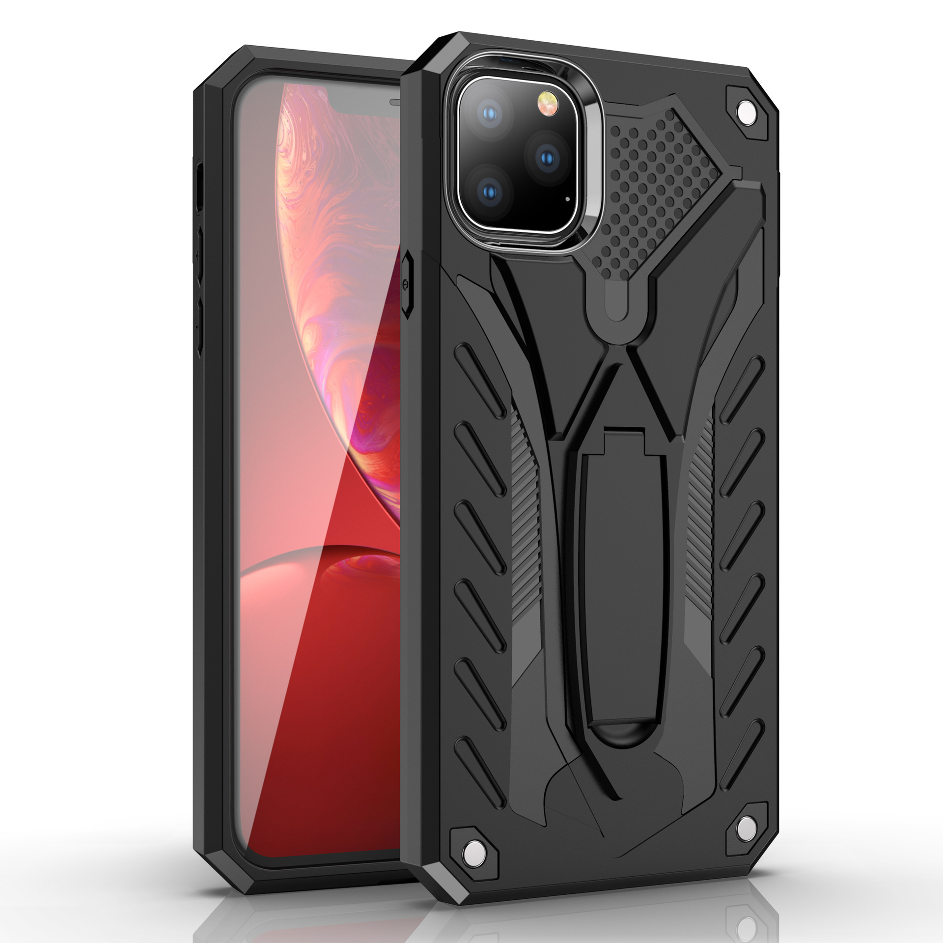 6-1-1.jpg Rugged Defender Case with Kickstand for Apple iPhone 12 Mini - Black – Image 1