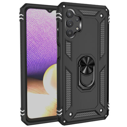 Armor Hybrid Military Case with Ring Kickstand for Samsung Galaxy A13 5G / A04S - Black