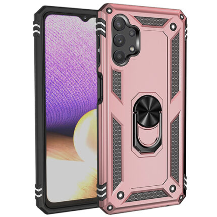 Armor Hybrid Military Case with Ring Kickstand for Samsung Galaxy A32 5G - Rose Golden