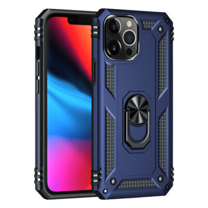 Armor Hybrid Military Case with Ring Kickstand for Apple iPhone 15 Pro Max - Navy Blue