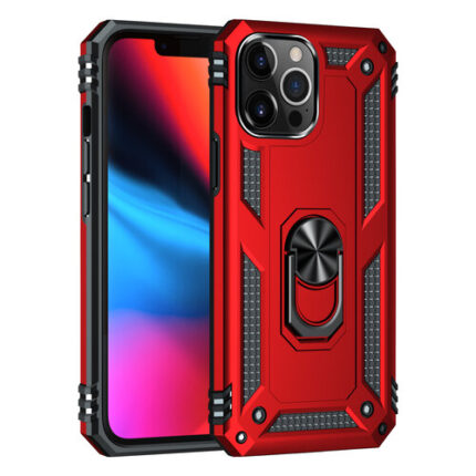 Armor Hybrid Military Case with Ring Kickstand for Apple iPhone 15 Pro Max - Red