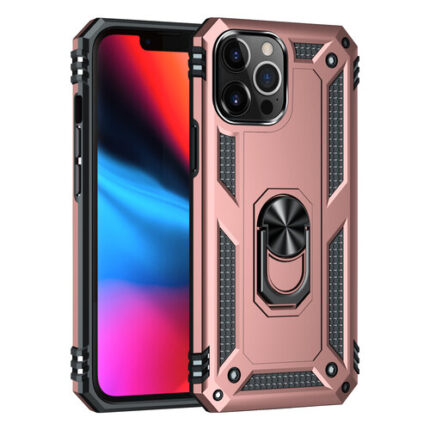 Armor Hybrid Military Case with Ring Kickstand for Apple iPhone 15 Pro Max - Rose Golden