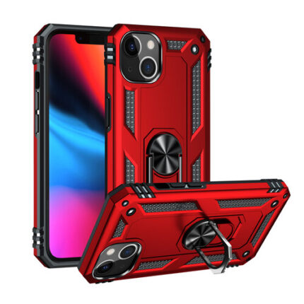 Armor Hybrid Military Case with Ring Kickstand for Apple iPhone 13 Mini - Red
