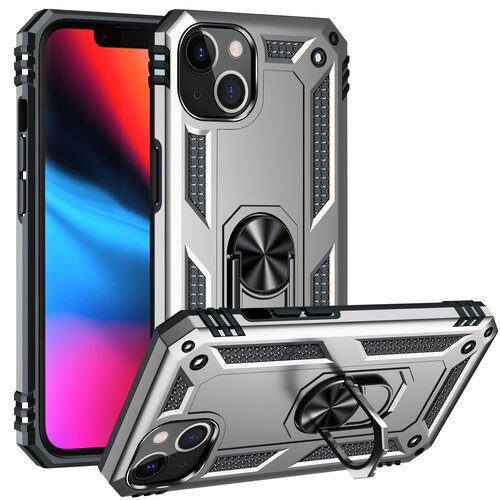 Armor-Hybrid-Military-Case-with-Ring-Kickstand-for-Apple-iPhone-13-Silver.jpg Armor Hybrid Military Case with Ring Kickstand for Apple iPhone 13 Mini - Silver – Image 1