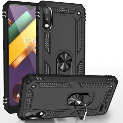 Armor Hybrid Military Case with Ring Kickstand for LG K32 / K22 - Black