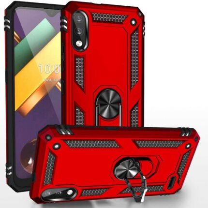Armor Hybrid Military Case with Ring Kickstand for LG K32 / K22 - Red