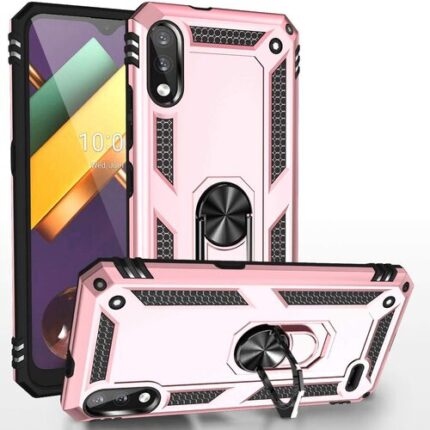 Armor Hybrid Military Case with Ring Kickstand for LG K32 / K22 - Rose Golden