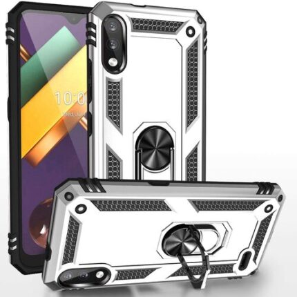 Armor Hybrid Military Case with Ring Kickstand for LG K32 / K22 - Silver