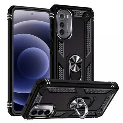 Armor Hybrid Military Case with Ring Kickstand for Moto Edge (2022) - Black