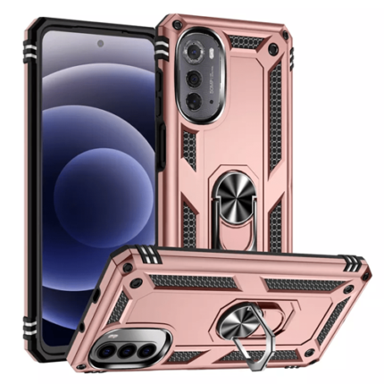 Armor Hybrid Military Case with Ring Kickstand for Moto Edge (2022) - Rose Golden