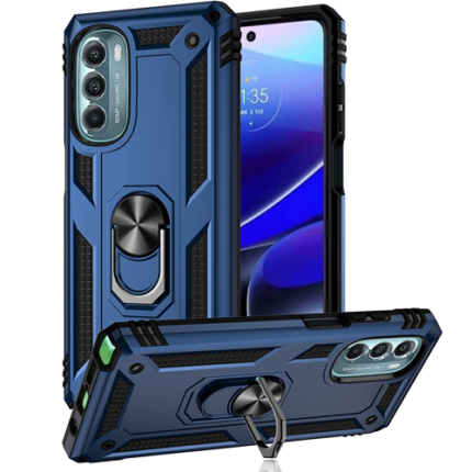 Armor Hybrid Military Case with Ring Kickstand for Moto G 5G (2022) - Navy Blue