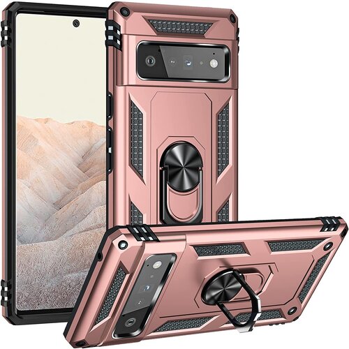 Armor-Hybrid-Military-Case-with-Ring-Kickstand-for-Pixel-6-Rose-Golden.jpg Armor Hybrid Military Case with Ring Kickstand for Google Pixel 6 - Rose Golden – Image 1
