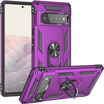 Armor Hybrid Military Case with Ring Kickstand for Pixel Google 7 Pro - Purple