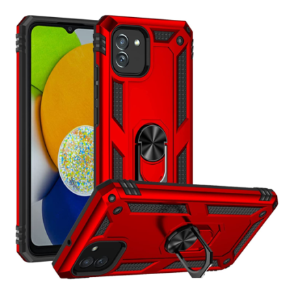 Armor Hybrid Military Case with Ring Kickstand for Samsung Galaxy A03 / A04E - Red