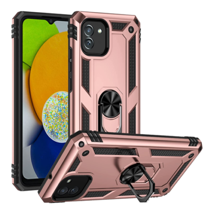 Armor Hybrid Military Case with Ring Kickstand for Samsung Galaxy A03 / A04E - Rose Golden