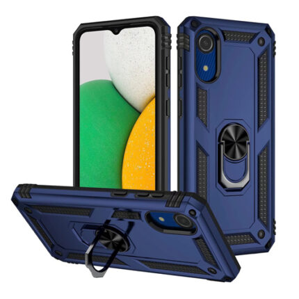 Armor Hybrid Military Case with Ring Kickstand for Samsung Galaxy A03 Core - Navy Blue