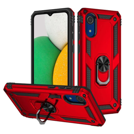 Armor Hybrid Military Case with Ring Kickstand for Samsung Galaxy A03 Core - Red
