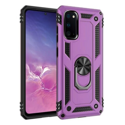 Armor Hybrid Military Case with Ring Kickstand for Samsung Galaxy A03S (CA Model) - Purple