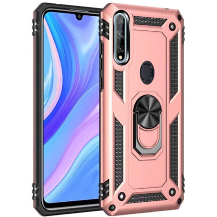 Armor Hybrid Military Case with Ring Kickstand for Samsung Galaxy A21 - Rose Golden