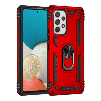 Armor Hybrid Military Case with Ring Kickstand for Samsung Galaxy A53 5G - Red