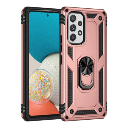 Armor Hybrid Military Case with Ring Kickstand for Samsung Galaxy A53 5G - Rose Golden