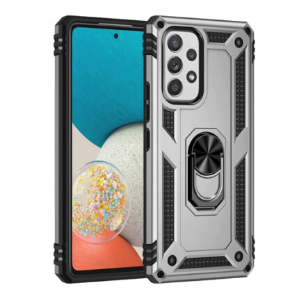 Armor Hybrid Military Case with Ring Kickstand for Samsung Galaxy A53 5G - Silver