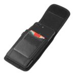 Universal Vertical Nylon Belt Pouch with Card Slot & Metal Clip for 5.5" - Black – Image 2