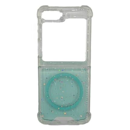 Brilliant Clear Hard Corner Case With Magsafe for Samsung Z Flip 5 - Teal