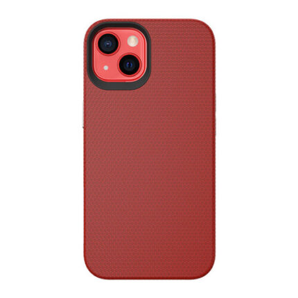 Triangle Shockproof Case with Anti Slip Grains for Apple iPhone 15 Plus / 14 Plus - Red