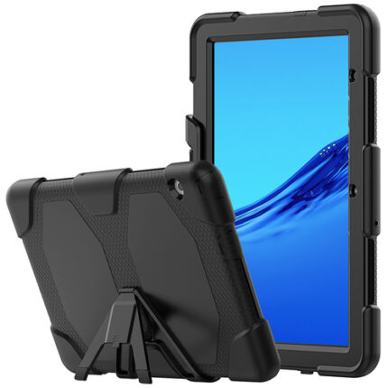 Detachable Kickstand Thick Silicone Bumper PC Case for Huawei MediaPad T5 10 - Black
