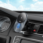 Hoco Magic Magnetic Wireless Fast Charger Car Holder for Air Outlet CA91 - Gray – Image 5