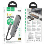Hoco Type-C 6 in 1 Multifunction Converter (HDMI+USB3.0+USB2.0+SD+TF+PD) HB28 - Metal Gray