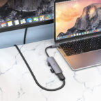 Hoco Type-C 6 in 1 Multifunction Converter (HDMI+USB3.0+USB2.0+SD+TF+PD) HB28 - Metal Gray – Image 4