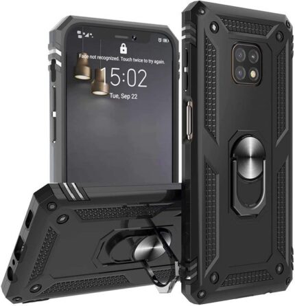 Armor Hybrid Military Case with Ring Kickstand for Moto G Power (2021) - Black