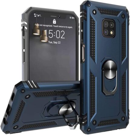 Armor Hybrid Military Case with Ring Kickstand for Moto G Power (2021) - Navy Blue