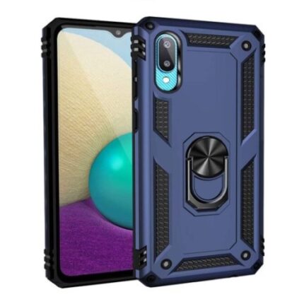 Armor Hybrid Military Case with Ring Kickstand for Samsung Galaxy A02 - Navy Blue