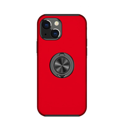 Hybrid Shock Absorbing Case with Kickstand for Apple iPhone 15 - Red