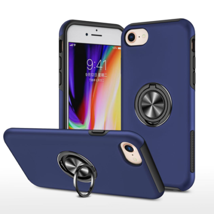 Hybrid Shock Absorbing Case with Kickstand for Apple iPhone SE (2022) / SE (2020) / 6 / 7 / 8 - Navy Blue